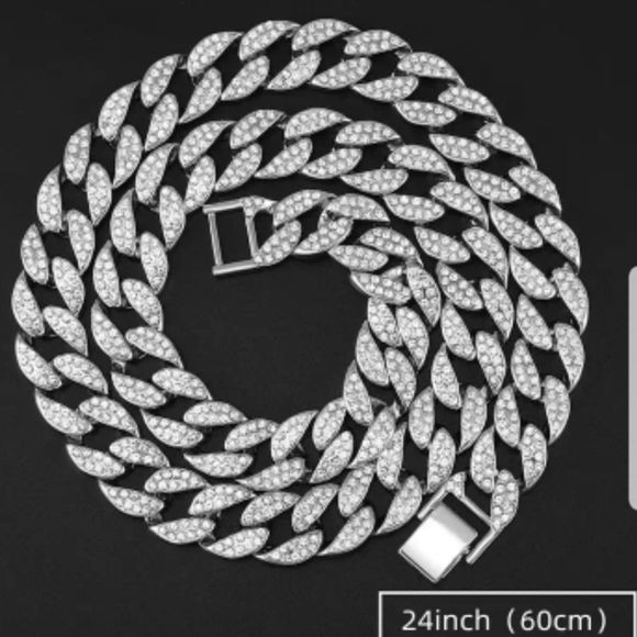 Iced Out 24" Cuban Link Cubic Zirconia Hip Hop Necklace New - Picture 6 of 11